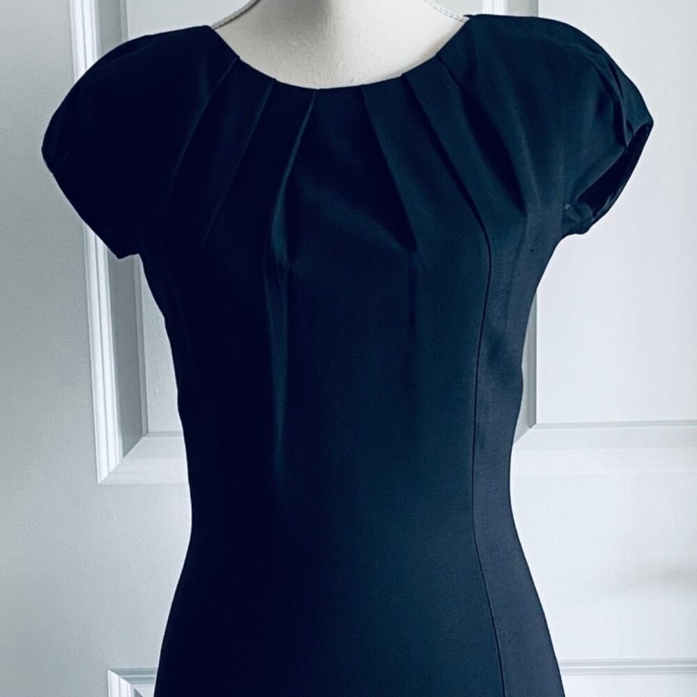 HUGO BOSS NAVY BLUE PUFF SLEEVE SHEATH DRESS- SIZE 2